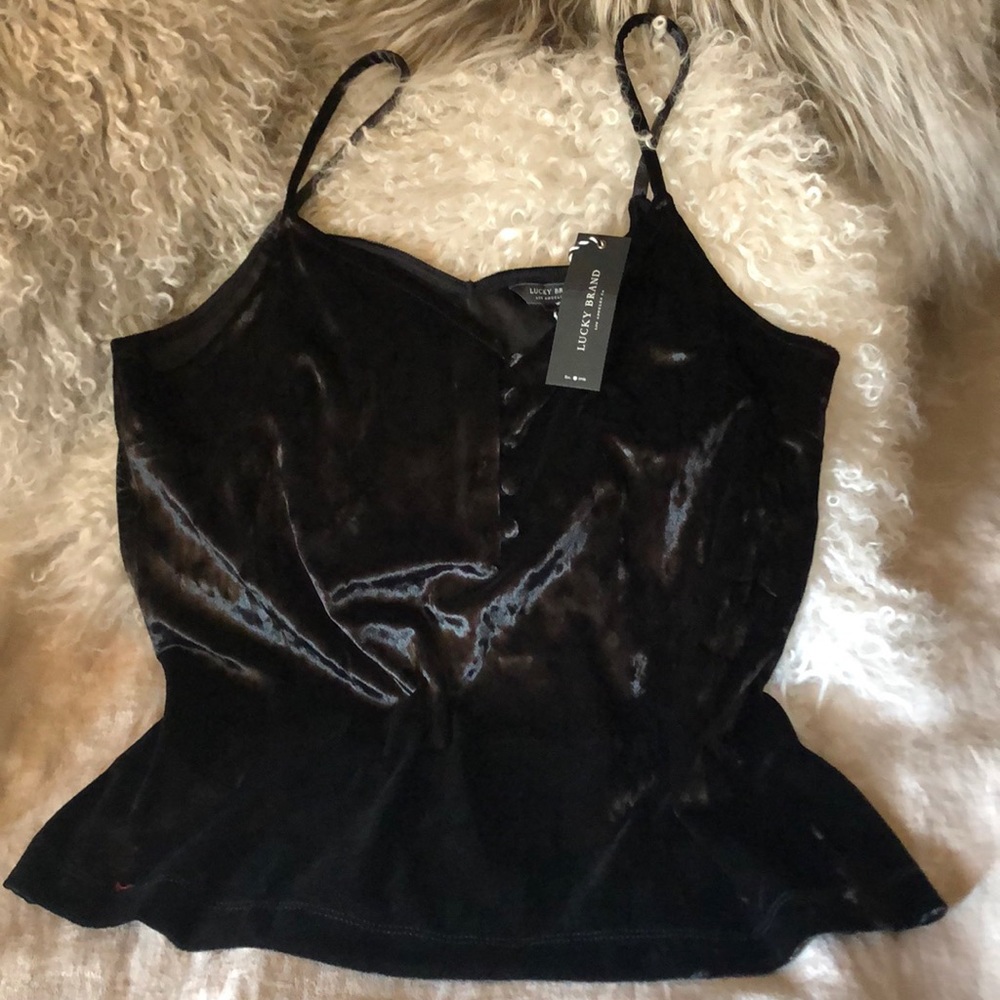 NWT Lucky brand, black velvet camisole M